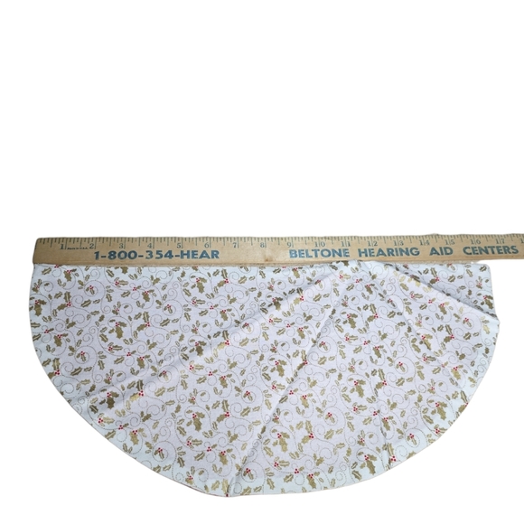 Christmas Tree Shape Cloth Napkins Reversible Red Gold Half Circle Fold Set of 4 - Picture 7 of 8